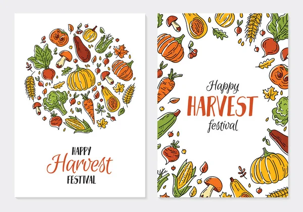 Happy autumn harvest festival vector poster template — стоковый вектор