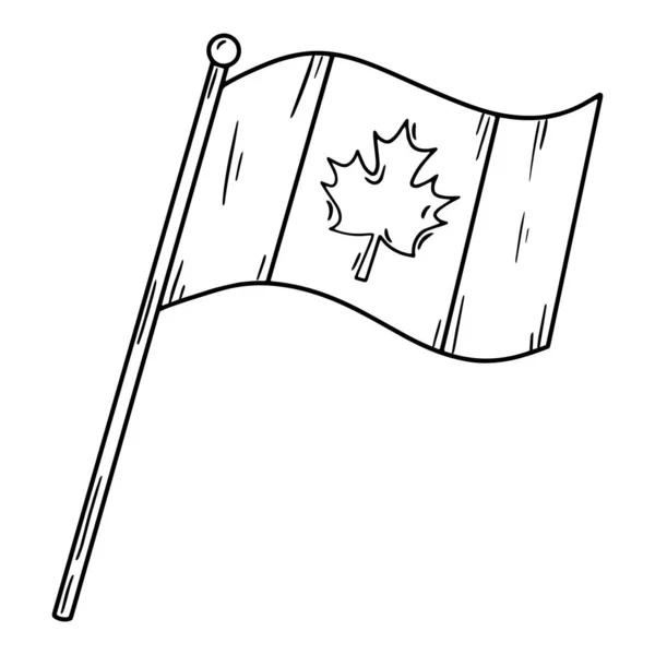 Bandiera canadese con foglia d'acero, icona lineare — Vettoriale Stock