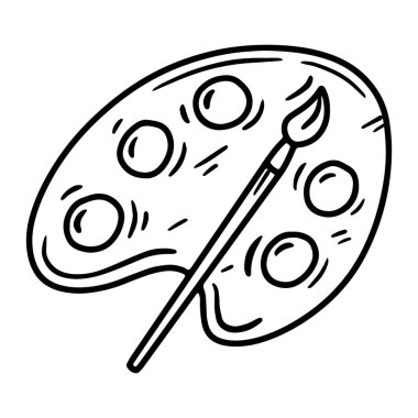 Çizgi resim ve fırça biçiminde doğrusal vektör palet simgesi