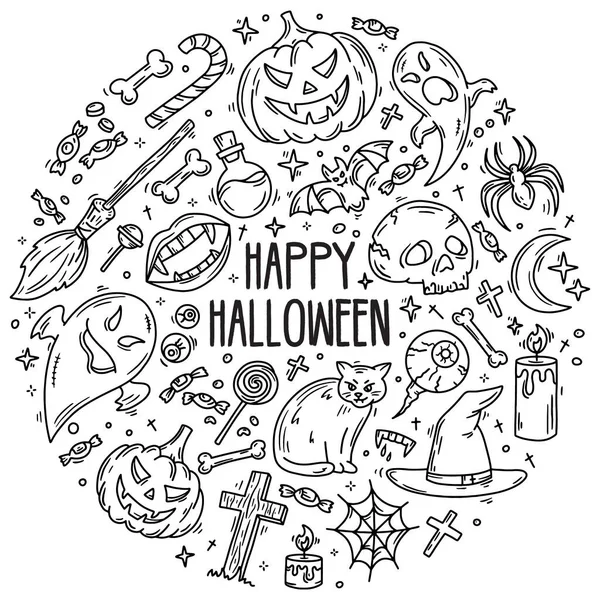 Cadılar Bayramı çizim tarzında vektör simgeleri, korku büyüsü sembolleri