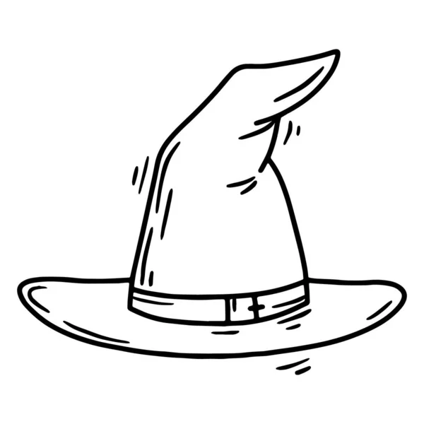Колдунья или волшебник шляпа Хэллоуин линейный вектор значок в стиле эскиза — стоковый вектор