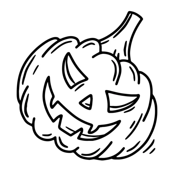 Halloween dýně s vyřezávanou tvář lineární vektor ikona — Stockový vektor