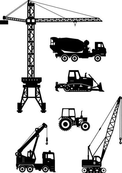 Set of heavy construction machines icons. Vector illustration — Stock Vector