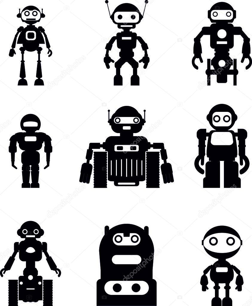 シルエット ロボットのセット ストックベクター C Yustus