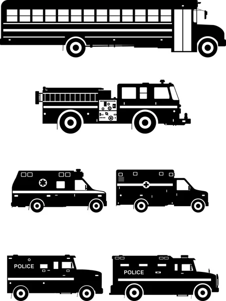 Conjunto de carros especiais diferentes. Ilustração vetorial — Vetor de Stock