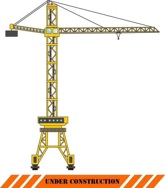 Grúa torre. Máquinas de construcción pesada. Ilustración vectorial — Vector de stock