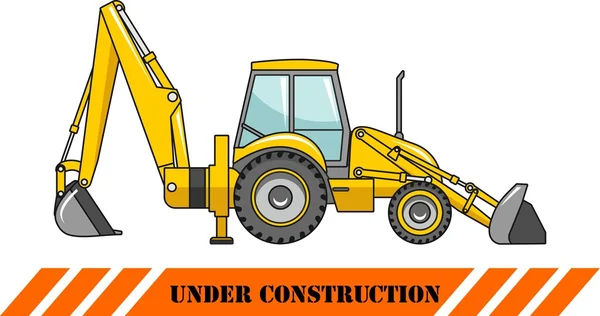 Backhoe loader. Zware bouw machine. Vectorillustratie — Stockvector