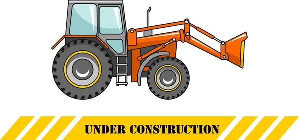 Traktorbagr. Těžké stavební stroje. Vektorové ilustrace — Stockový vektor
