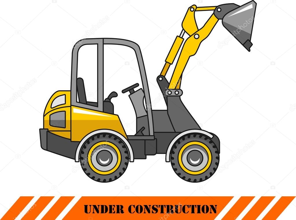 Skid steer loader. Heavy construction machine. Vector illustration
