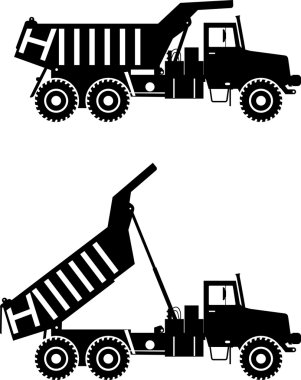 Off-highway trucks. Heavy mining trucks. Vector illustration. clipart