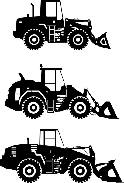 Cargadores de ruedas. Máquina de construcción pesada. Ilustración vectorial — Archivo Imágenes Vectoriales