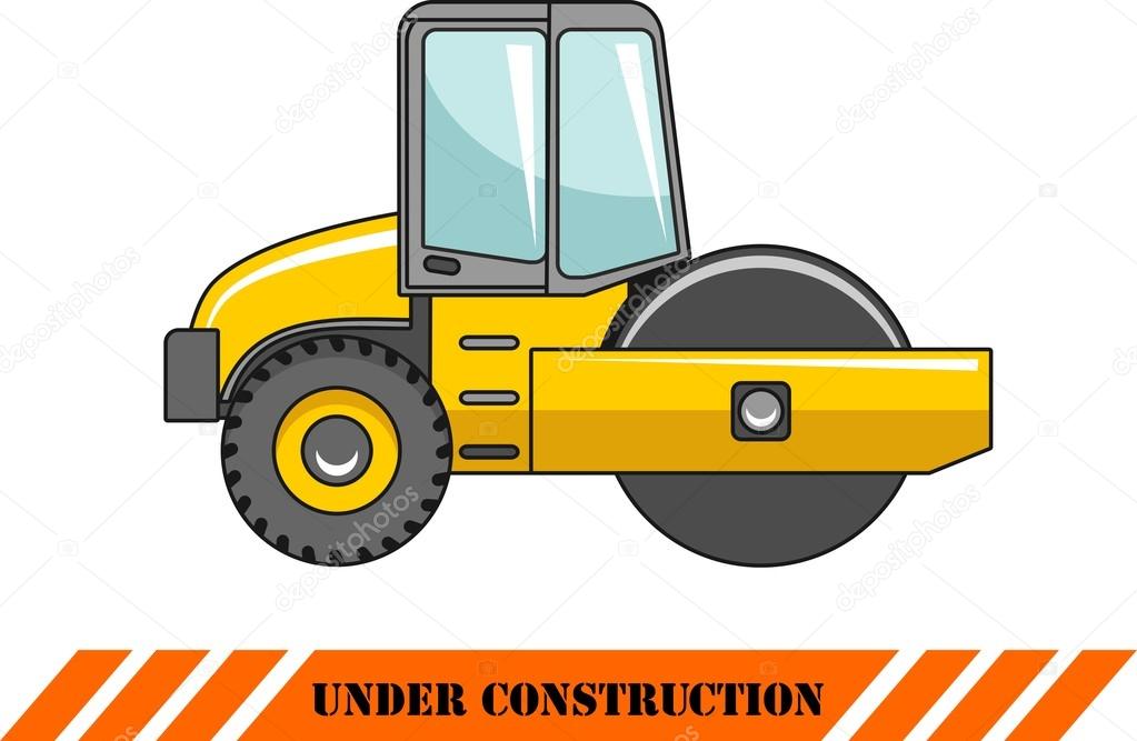 Compactor. Heavy construction machine. Vector illustration