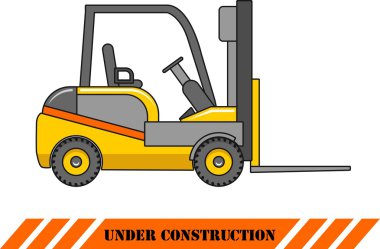 Forklift. Ağır İnşaat makineleri. Vektör çizim