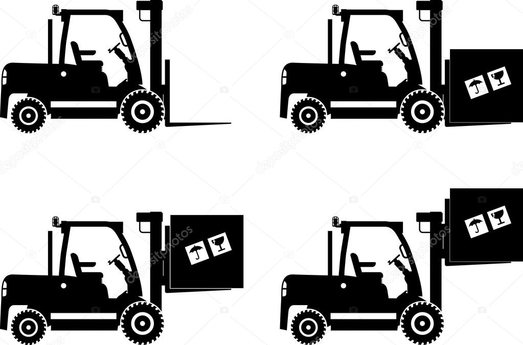 Forklifts. Heavy construction machines. Vector illustration