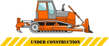 Buldozer. Ağır İnşaat makineleri. Vektör çizim