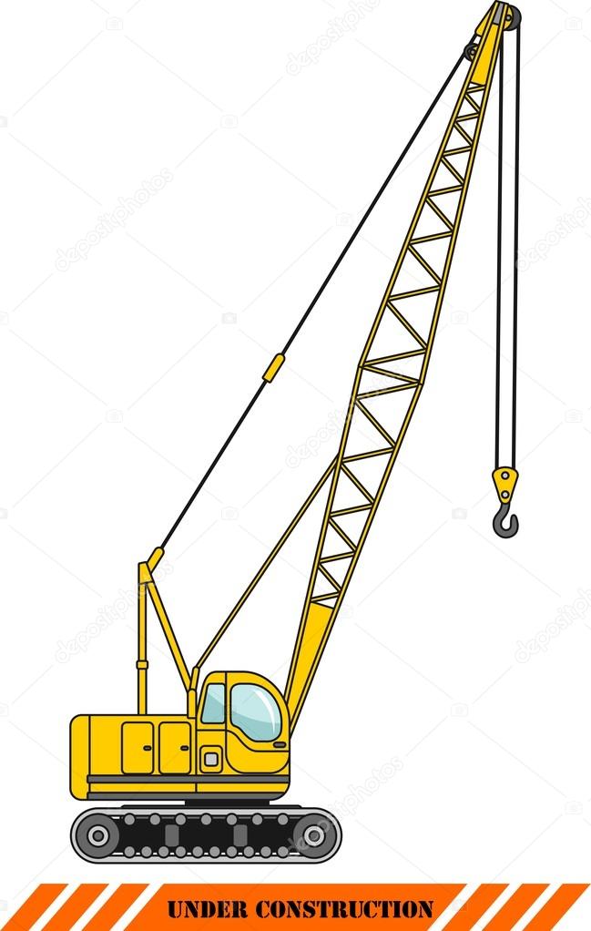 Crane. Heavy construction machines. Vector illustration