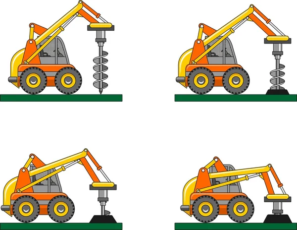 Equipo de perforación. Máquinas de construcción pesada. Ilustración vectorial — Archivo Imágenes Vectoriales