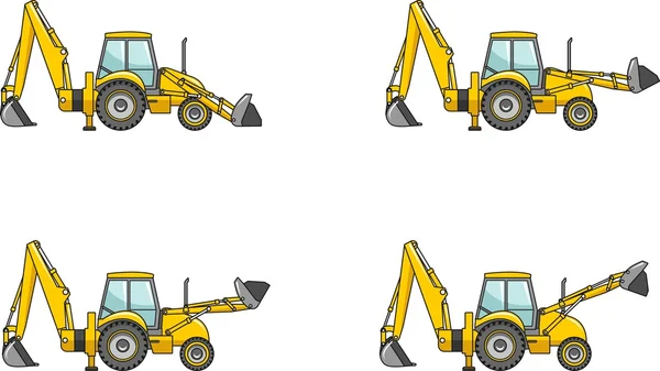 Backhoe loaders. Heavy construction machines. Vector illustration — Stock Vector