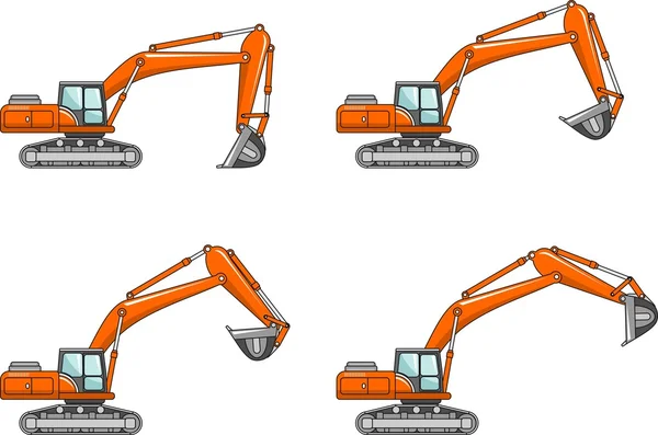 Escavadeiras. Máquinas de construção pesada. Ilustração vetorial —  Vetores de Stock