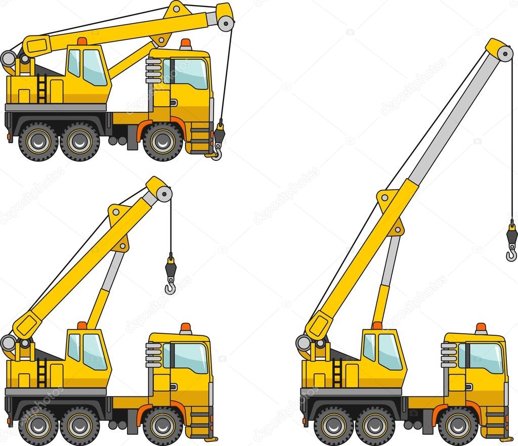 Cranes. Heavy construction machines. Vector illustration