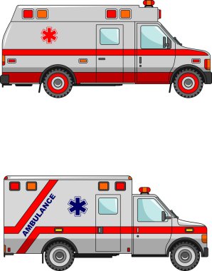 Ambulans araba düz tarzında beyaz arka plan üzerinde izole