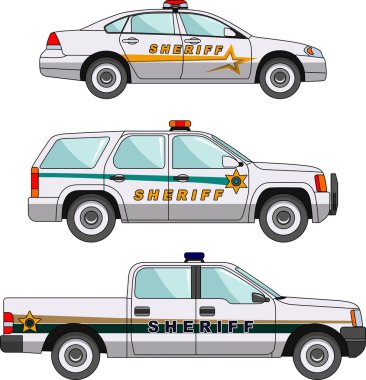 Sheriffs car on a white background in a flat style clipart