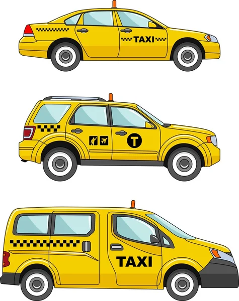 Taxi coche sobre un fondo blanco en un estilo plano — Vector de stock