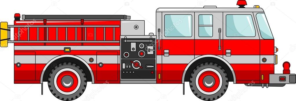 Fire truck on a white background in a flat style