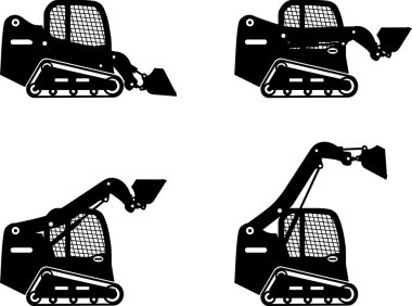 Skid steer yükleyiciler. Ağır İnşaat makineleri. Vektör çizim