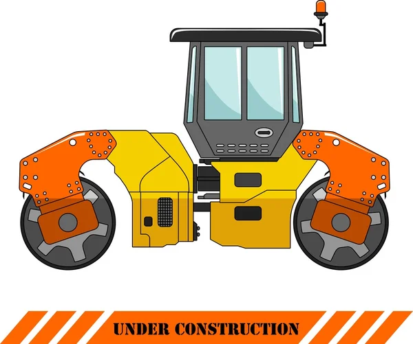 Compactor. Heavy construction machine. Vector illustration — Stock Vector