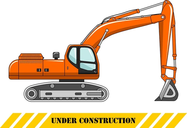 Excavadora. Máquina de construcción pesada. Ilustración vectorial — Vector de stock