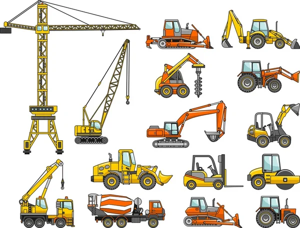 Nehéz építőipari gépek csoportja. vektoros illusztráció — Stock Vector