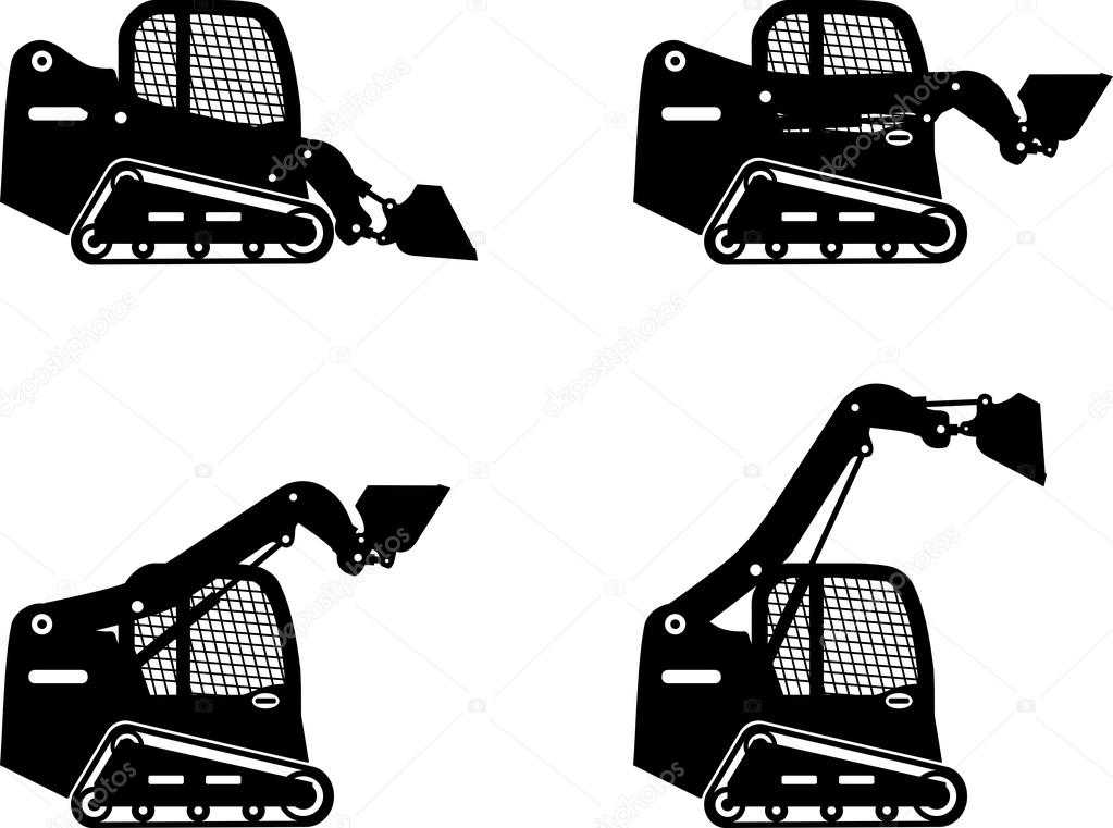Skid steer loaders. Heavy construction machines. Vector illustration