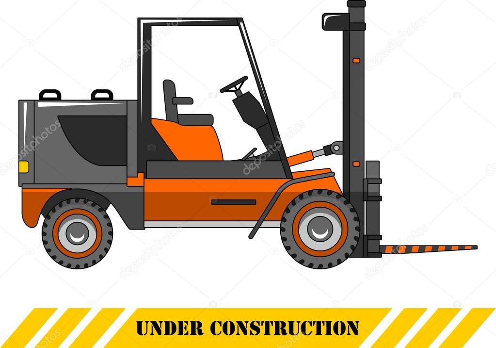 Forklift. Heavy construction machines. Vector illustration