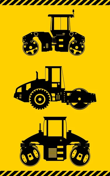 Compactadores. Máquinas de construcción pesada. Ilustración vectorial — Vector de stock