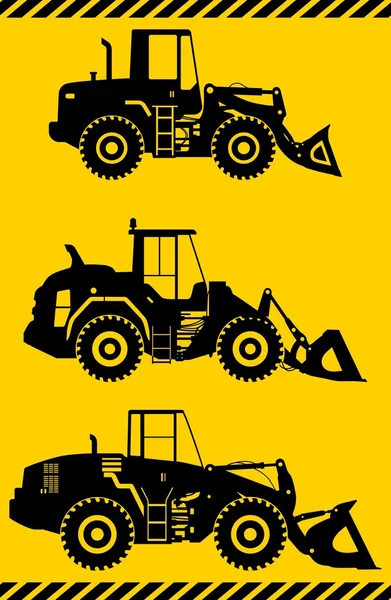 Cargadores de ruedas. Máquina de construcción pesada. Ilustración vectorial — Vector de stock