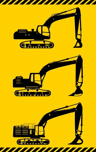 Excavadoras. Máquinas de construcción pesada. Ilustración vectorial — Archivo Imágenes Vectoriales
