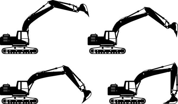 Excavatoare. Masini grele de constructii. Ilustrație vectorială — Vector de stoc