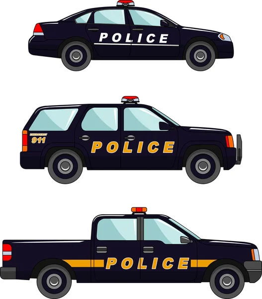 Voiture de police sur fond blanc dans un style plat — Image vectorielle