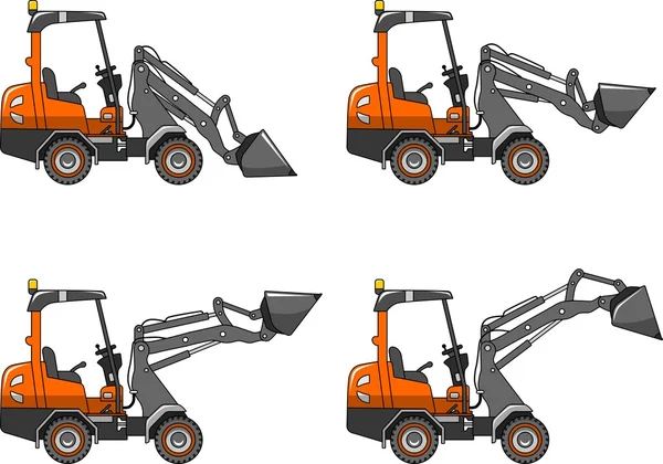 Skid steer yükleyiciler. Ağır İnşaat makineleri. Vektör çizim — Stok Vektör