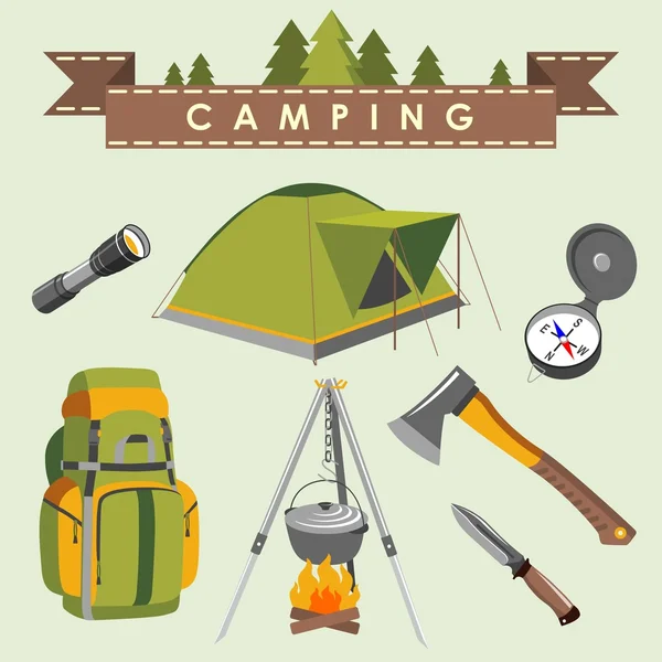 Conjunto de camping — Archivo Imágenes Vectoriales