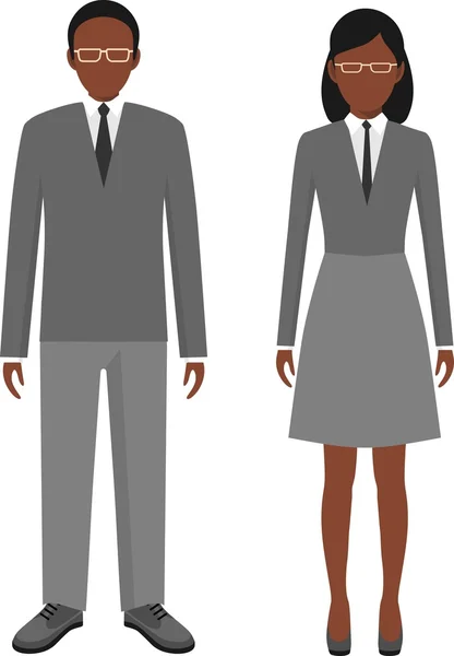 흰색 배경에 고립 된 평면 스타일에 아프리카계 미국인 인종 사람들 캐릭터 아바타 스탠드 세트 — 스톡 벡터