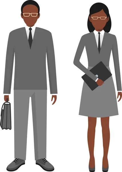 흰색 배경에 고립 된 평면 스타일에 아프리카계 미국인 인종 사람들 캐릭터 아바타 스탠드 세트 — 스톡 벡터