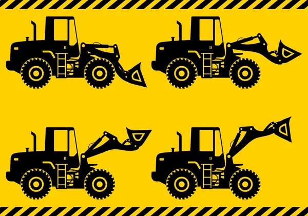 Wheel loaders. Heavy construction machine. Vector illustration — Stock Vector