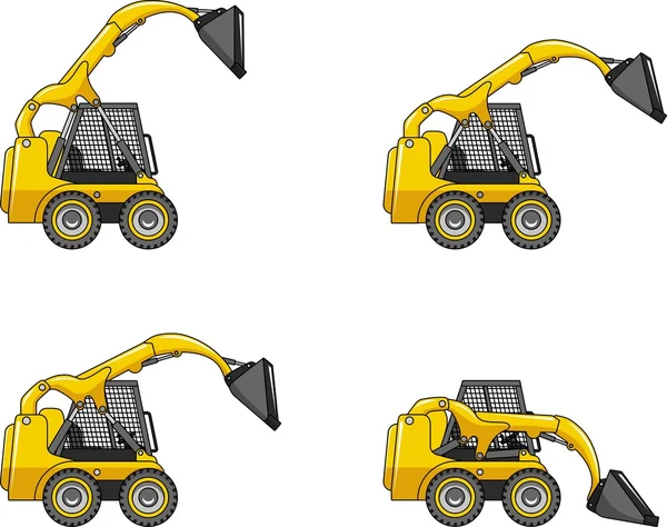 Carregadores de skid steer. Máquinas de construção pesada . — Vetor de Stock