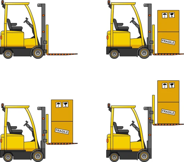 Carrelli elevatori. Macchine per costruzioni pesanti . — Vettoriale Stock