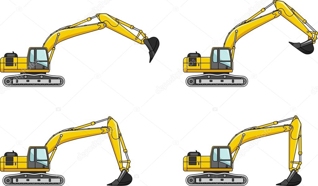 Excavators. Heavy construction machines.