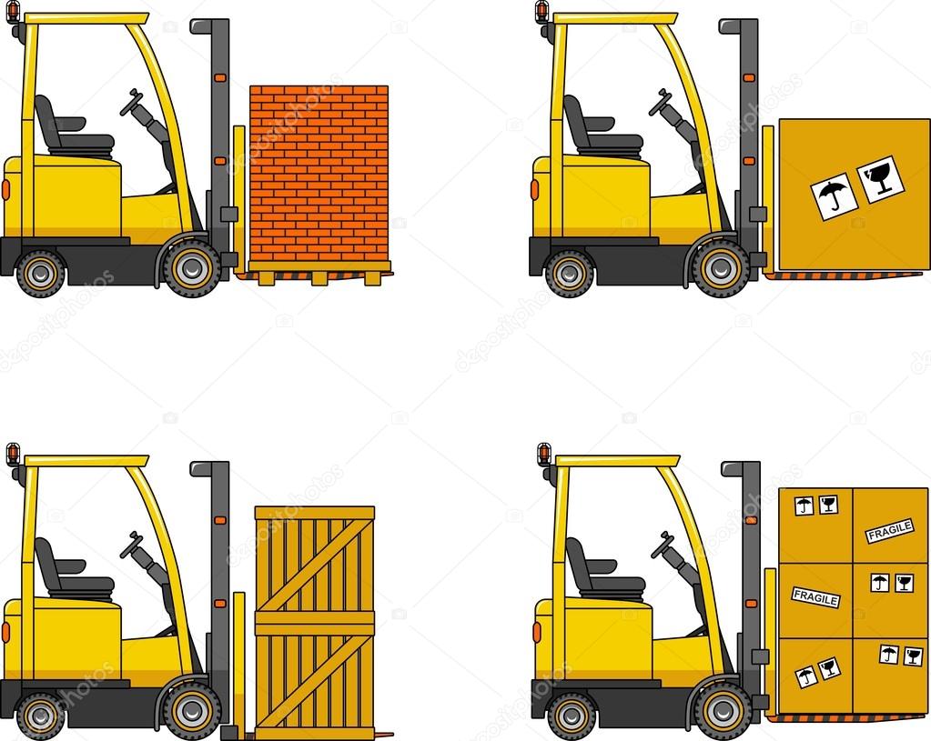 Forklifts. Heavy construction machines.