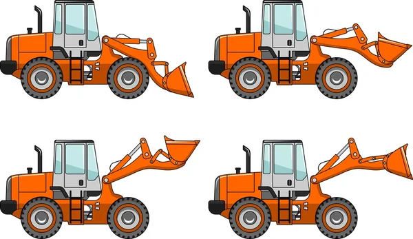 Wheel loader. Heavy construction machine. Vector illustration — Stock Vector