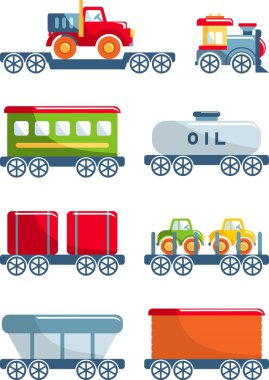 Oyuncak tren yassı bir tarzda kümesi.